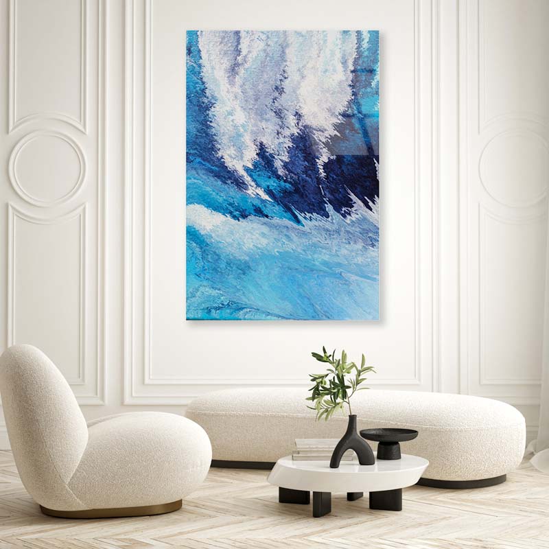 Oil Paint Blue Abstract Acrylic Glass Print Tempered Glass Wall Art 100% Made in Australia Ready to Hang