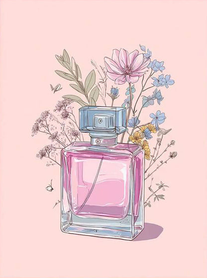 Manga-Style Perfume Light Pink Botanical Bottle Fashion Home Decor Premium Quality Poster Print Choose Your Sizes - Bella Home Decor