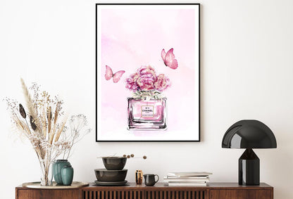 Pink Floral Perfume Butterflies Design Home Decor Premium Quality Poster Print Choose Your Sizes