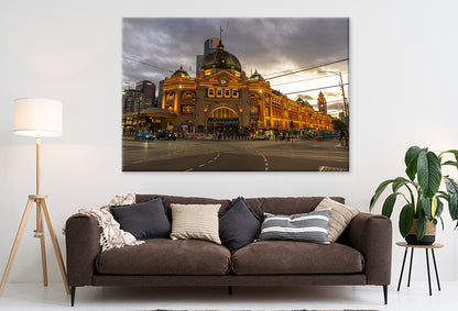 Flinders Street Station Melbourne Evening Glow Wall Art Decor 100% Australian Made