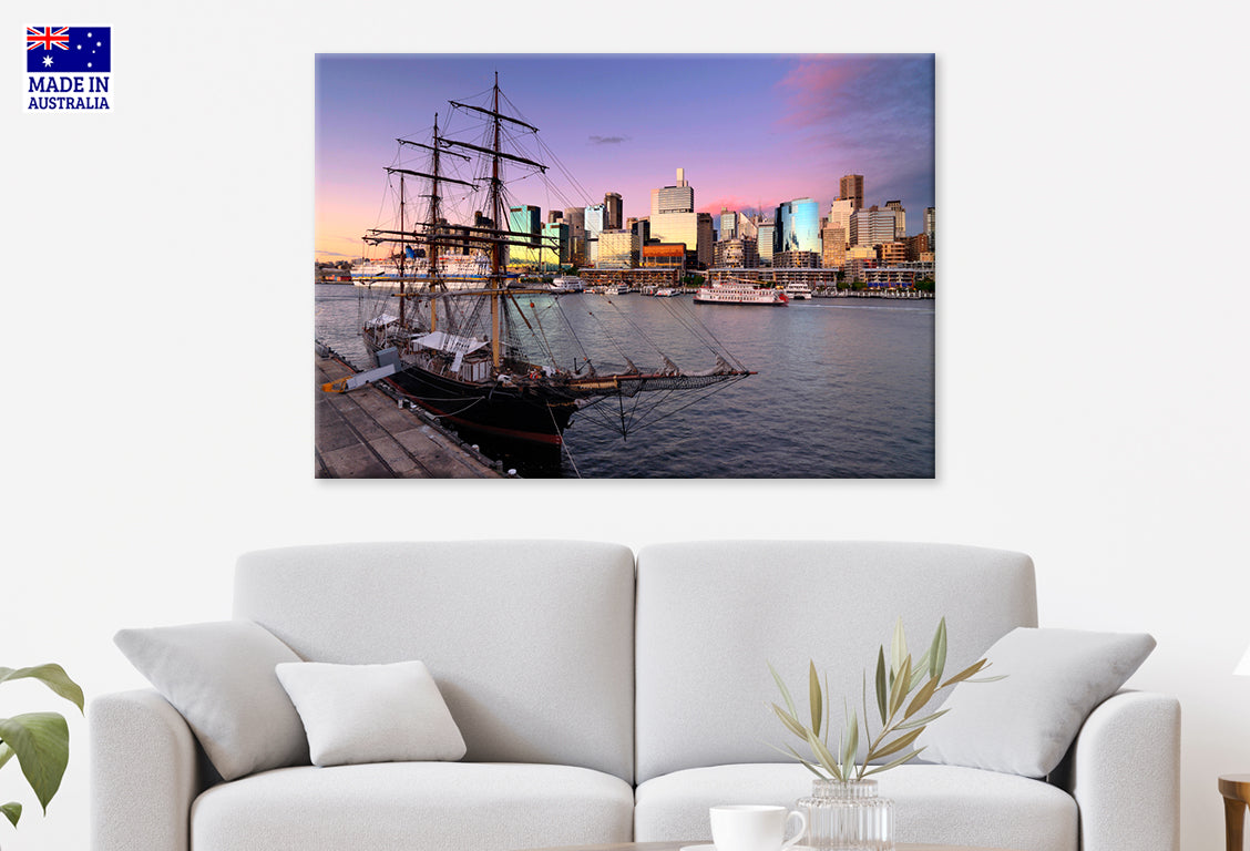 Darling Harbour Sydney Sunset Wall Art Decor 100% Australian Made