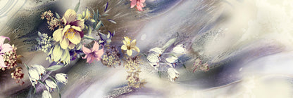 Panoramic Abstract Flowers with Leaves High Quality 100% Australian made wall Canvas Print ready to hang