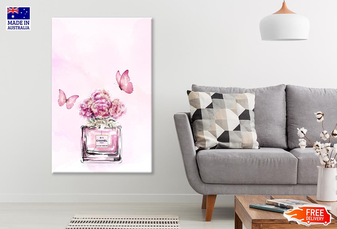 Pink Floral Perfume Butterflies Print 100% Australian Made