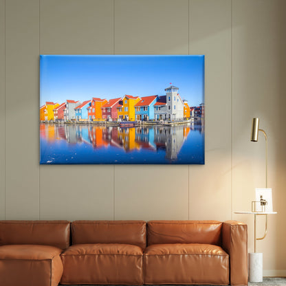 Waterfront of the Reitdiephaven Harbor Netherlands Wall Art Decor 100% Australian Made - Bella Home Decor