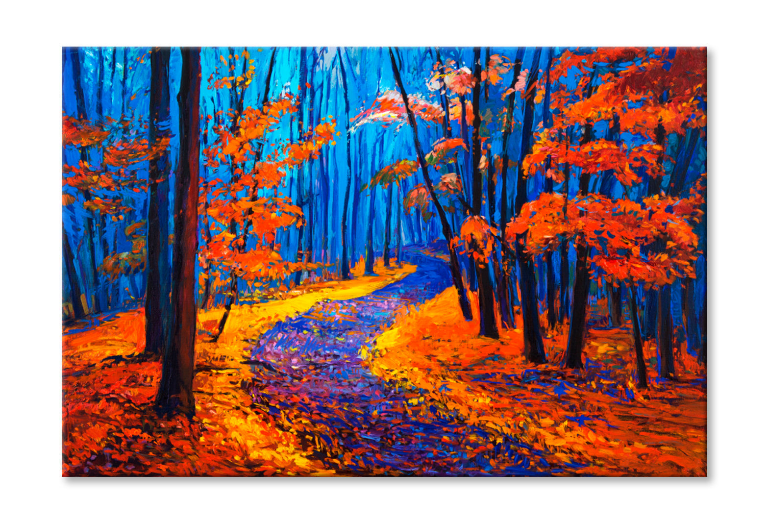 Autumn Forest Oil Painting Wall Art Limited Edition High Quality Print Stretched Canvas None