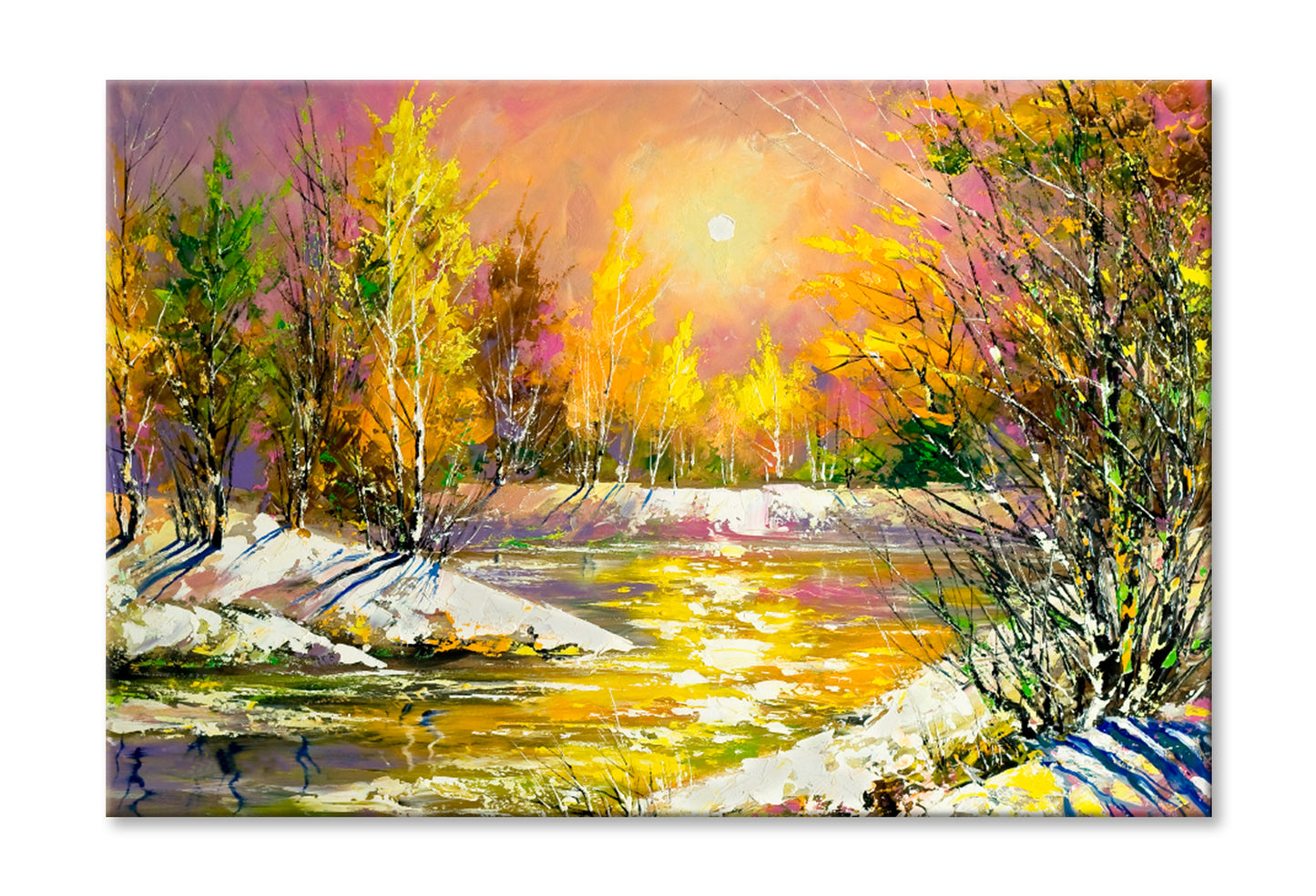 The Bank Of The River Oil Painting Wall Art Limited Edition High Quality Print Stretched Canvas None