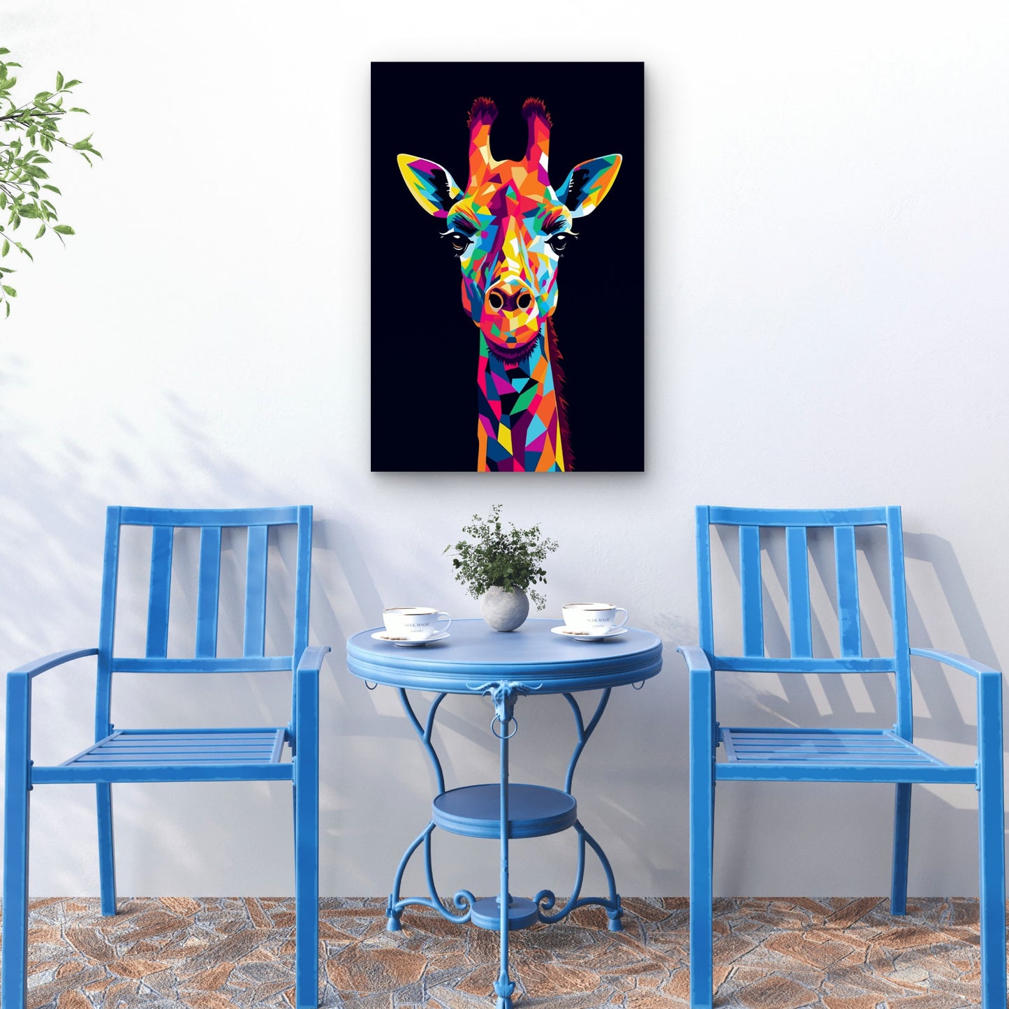 Colorful Geometric Giraffe Abstract Animal 60x90cm Metal Print Ready to Hang
