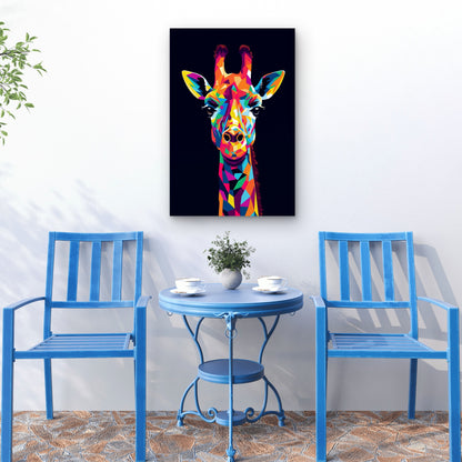 Colorful Geometric Giraffe Abstract Animal 60x90cm Metal Print Ready to Hang