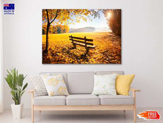 Wooden Bench in the Beautiful Autumn Season 90x60cm Print 100% Australian Made