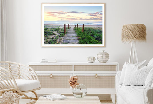 Pretty Sunrise and Narrow Path Leading Down to A Glorious Beach Home Decor Premium Quality Poster Print Choose Your Sizes