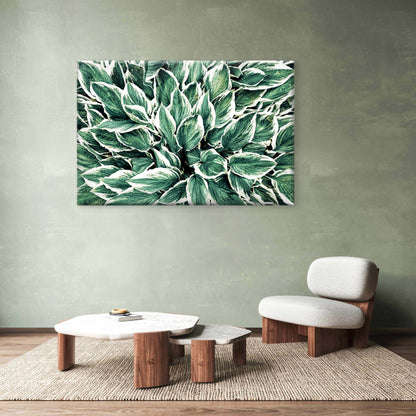 Variegated Hosta Leaves Green Botanical Foliage Pattern Wall Art Decor 100% Australian Made