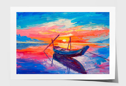 Fishing Boats On Sea Oil Painting Limited Edition High Quality Print Unframed Roll Canvas None