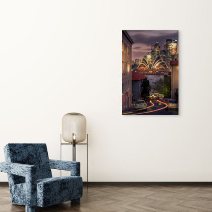 Sydney Opera House Night Cityscape View 60x90cm Metal Print Ready to Hang