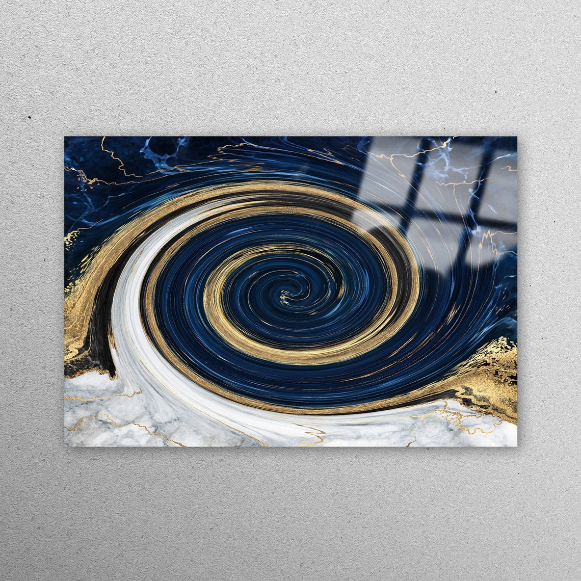 Navy Blue Marble Acrylic Glass Print Tempered Glass Wall Art 100% Made in Australia Ready to Hang