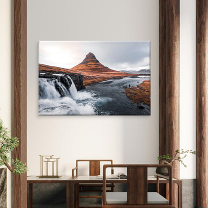 Kirkjufell Mountain with Kirkjufellsfoss Waterfall Iceland Wall Art Decor 100% Australian Made - Bella Home Decor