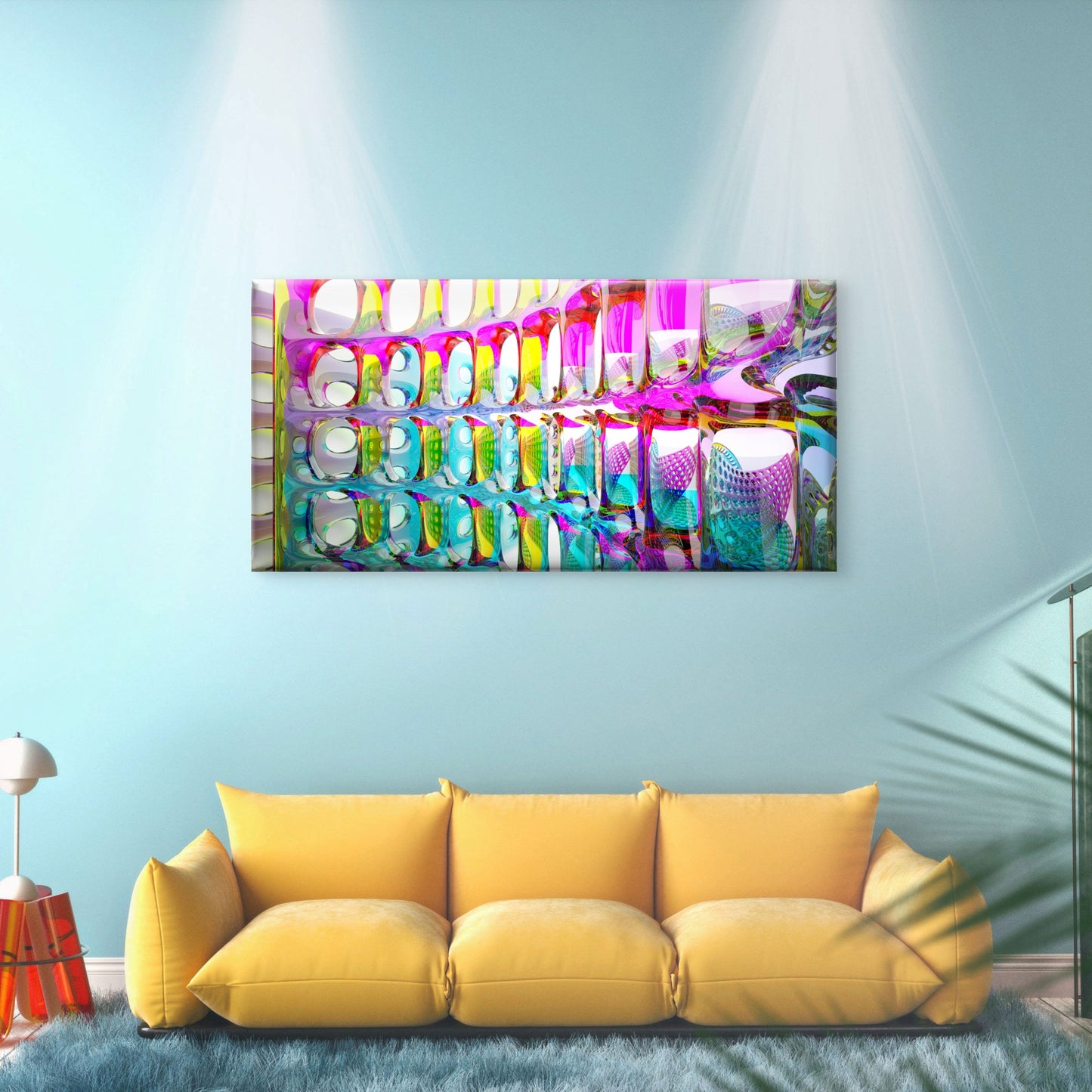Colorful Glass Facade Design Wall Art Canvas Office Home Room Framed 120x60cm - Bella Home Decor