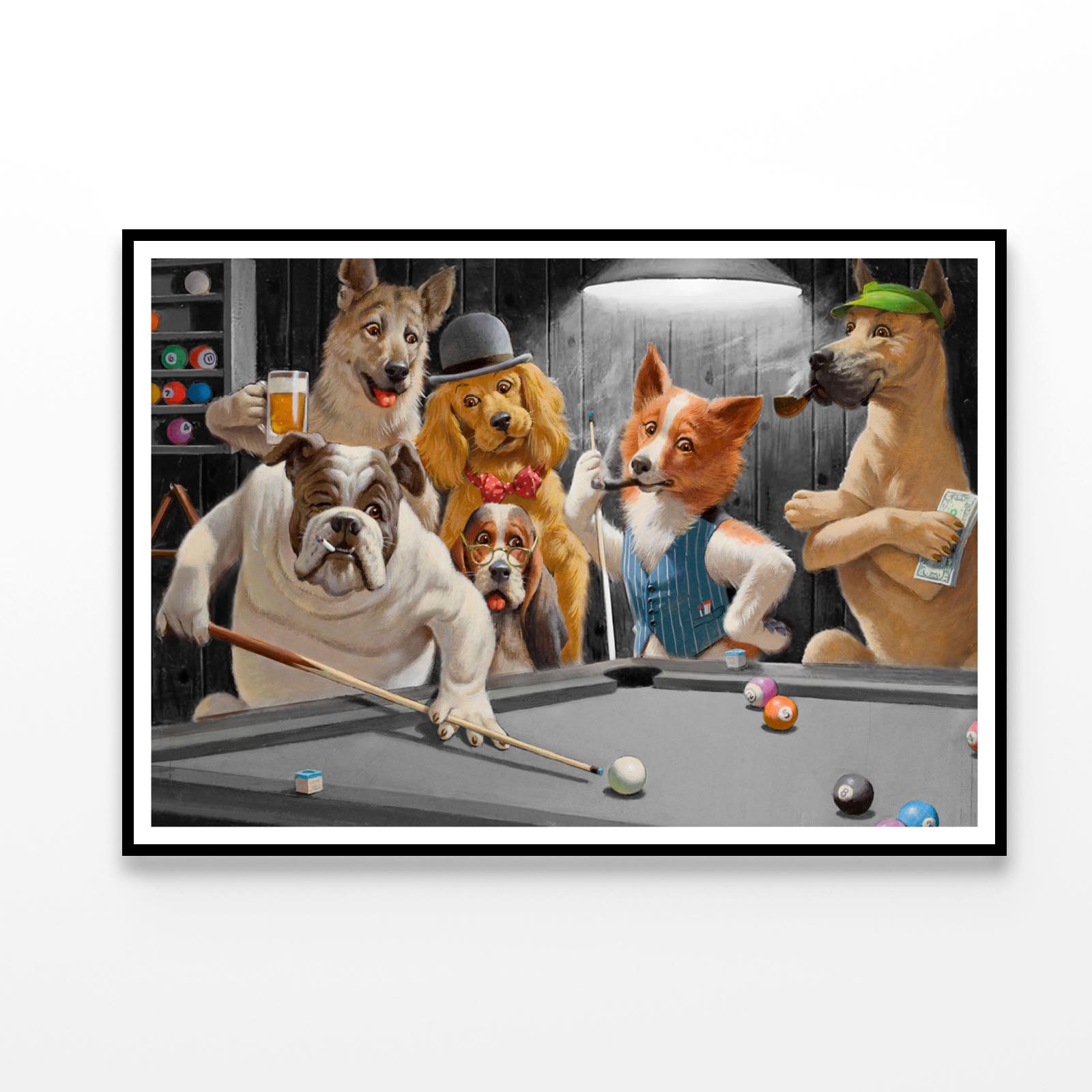 Dogs Playing Pool Decor Premium Quality Poster Print Choose Your Sizes