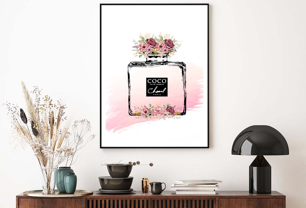 Black Pink Fashion Perfume Bottle Design Home Decor Premium Quality Poster Print Choose Your Sizes