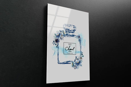 Blue Colored Perfume 3D Design Acrylic Glass Print Tempered Glass Wall Art 100% Made in Australia Ready to Hang