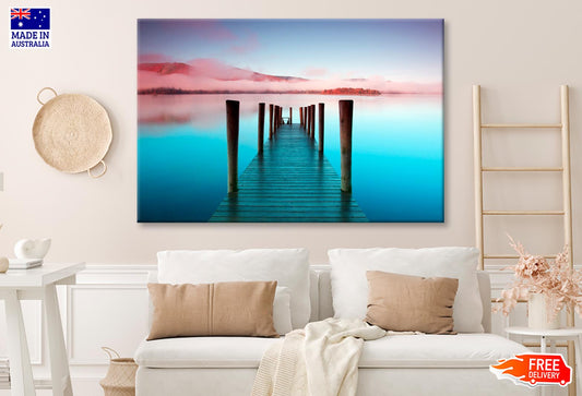 The Pier Is a Landing Stage on The Banks of Derwentwater  Wall Art Decor 100% Australian Made - Bella Home Decor