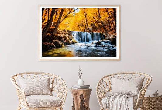 Beautiful Autumn Landscape with Yellow Trees and Water Home Decor Premium Quality Poster Print Choose Your Sizes