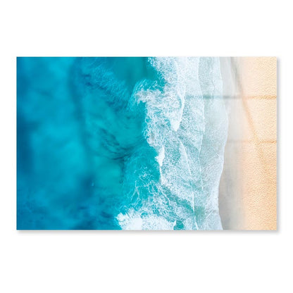 Beach And Waves from Top View  Acrylic Glass Print Tempered Glass Wall Art 100% Made in Australia Ready to Hang