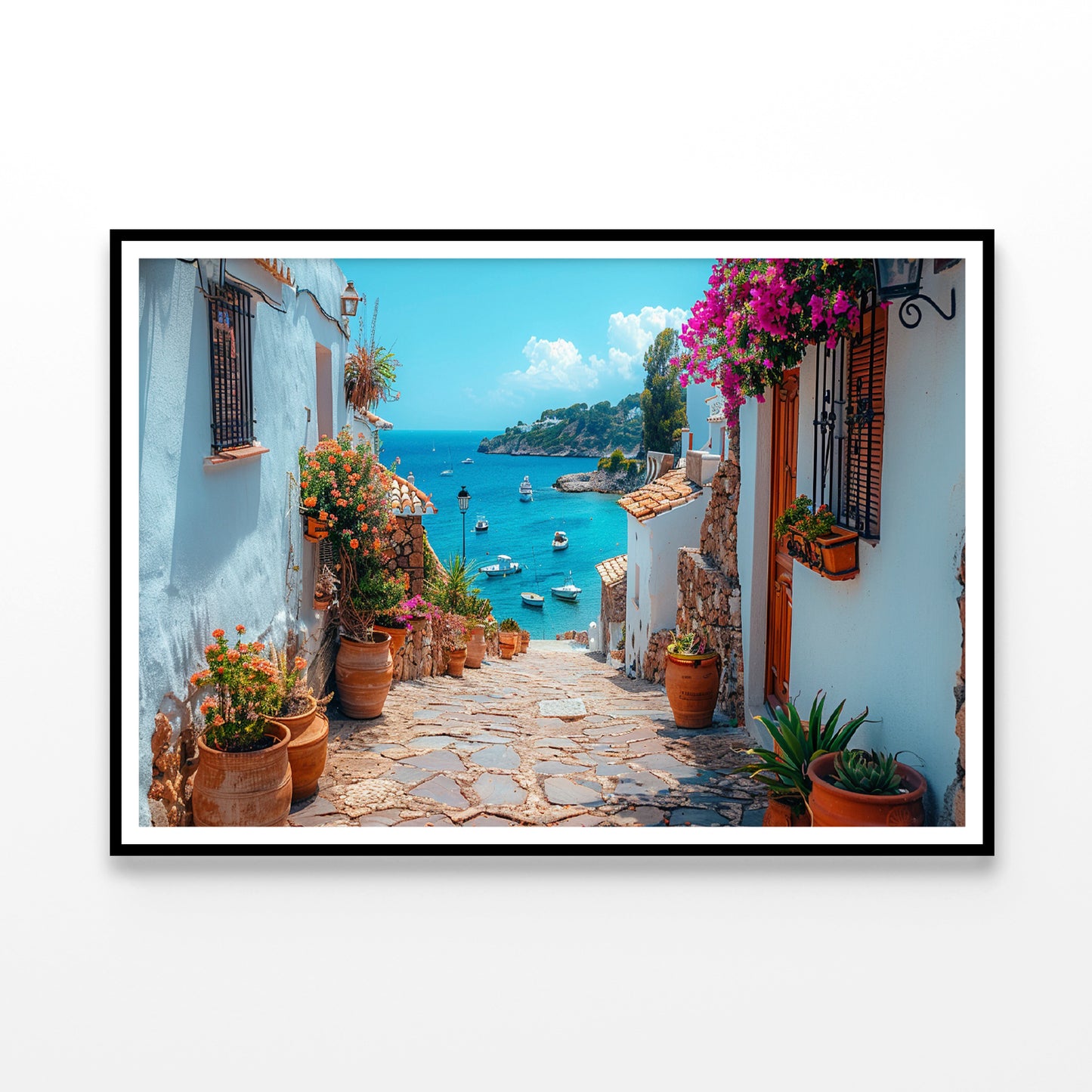 Stone Path with Potted Plants in Spain Home Decor Premium Quality Poster Print Choose Your Sizes