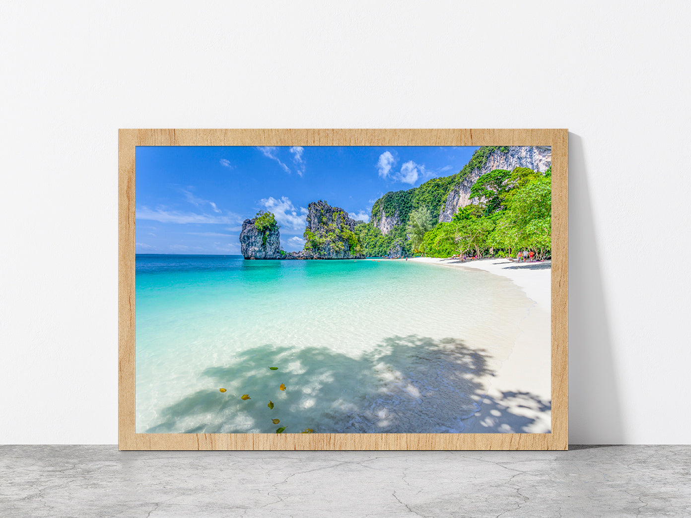 Andaman Sea At Krabi In Thailand Glass Framed Wall Art, Ready to Hang Quality Print Without White Border Oak