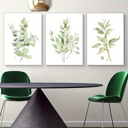 3pcs Watercolor Tropical Green Leafy Plant  Wall Art Set Canvas Unframed - High Quality Print 100% Australian Made Wall Canvas - Bella Home Decor