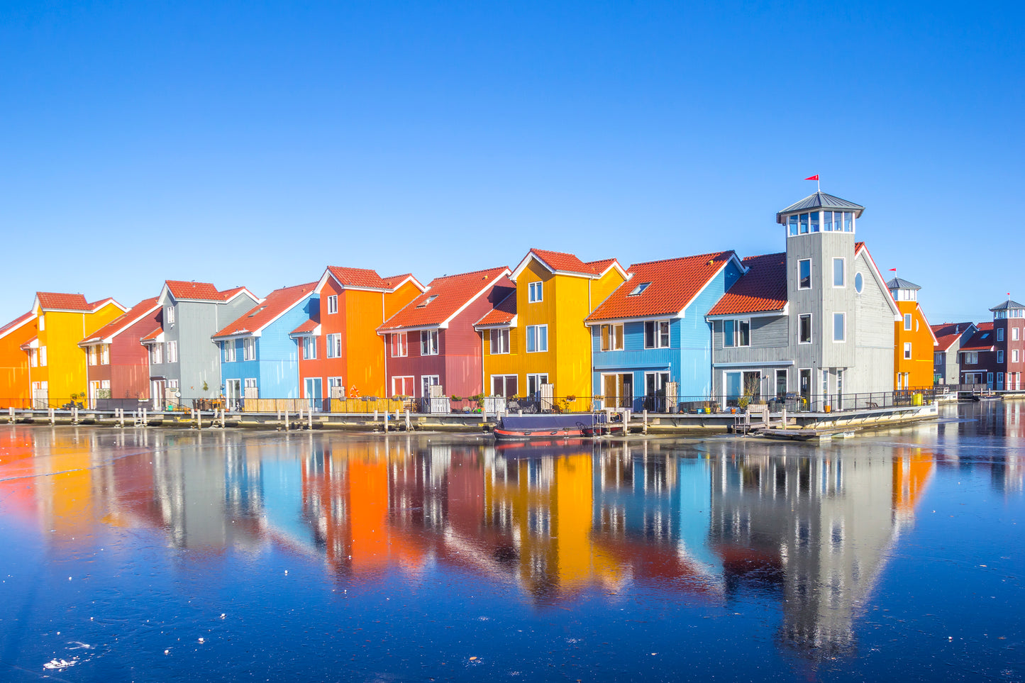 Waterfront of the Reitdiephaven Harbor Netherlands Wall Art Decor 100% Australian Made - Bella Home Decor