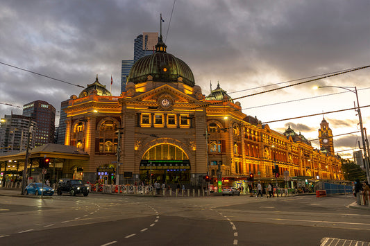 Flinders Street Station Melbourne Evening Glow Wall Art Decor 100% Australian Made