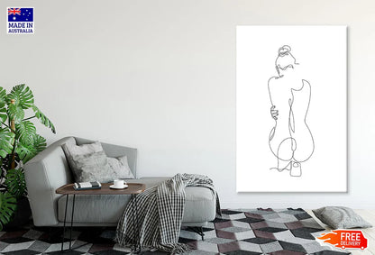 Girl Back View B&W Line Art 60x90cm Print 100% Australian Made