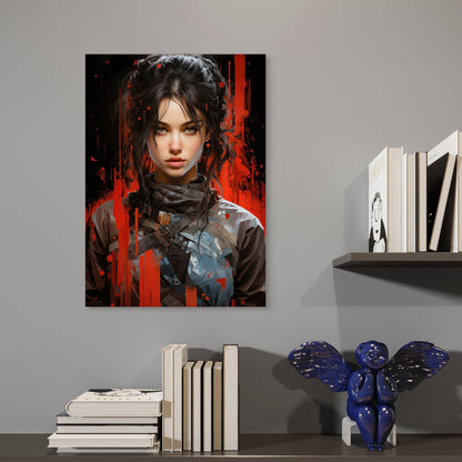 Sci-Fi Girl Rebel Face 40x60cm Metal Print Ready to Hang