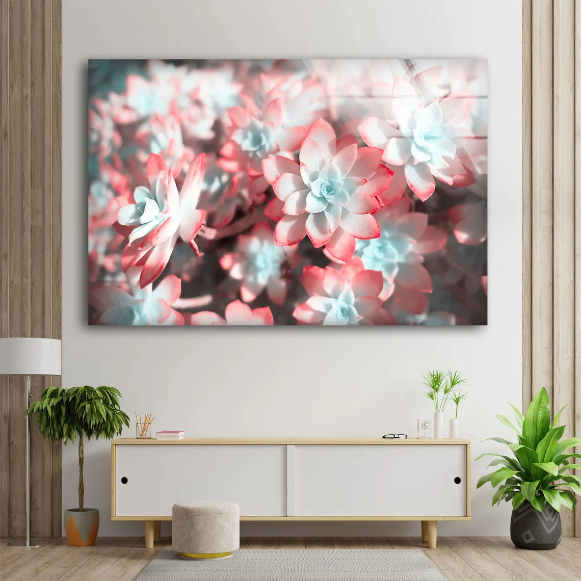 Red & White Flowers UV Direct Aluminum Print Australian Made Quality