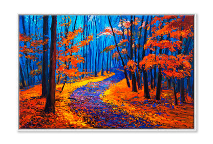 Autumn Forest Oil Painting Wall Art Limited Edition High Quality Print Canvas Box Framed White