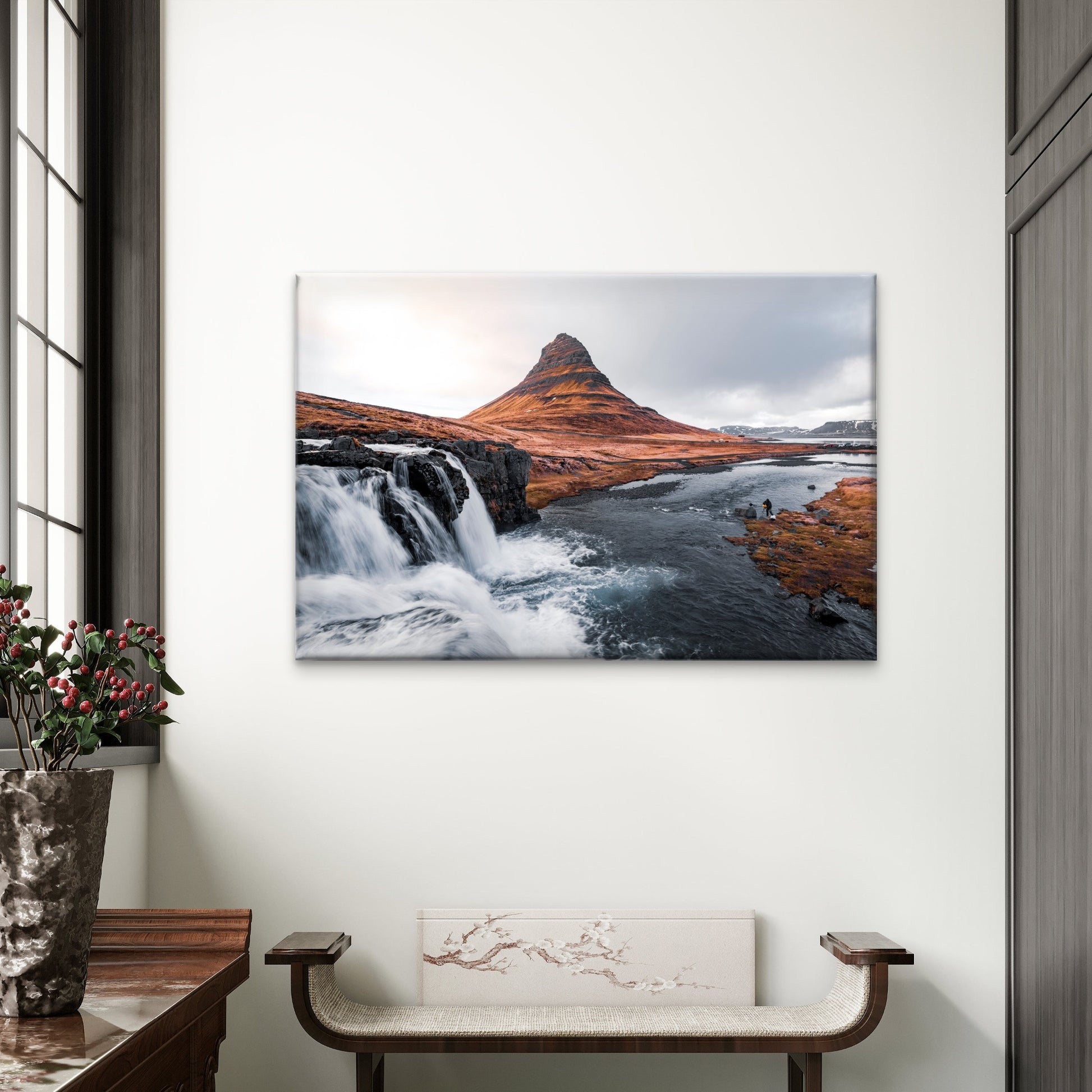 Kirkjufell Mountain with Kirkjufellsfoss Waterfall Iceland Wall Art Decor 100% Australian Made - Bella Home Decor