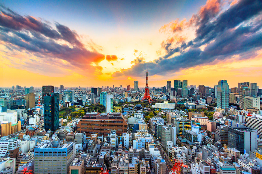 Sunset view at Tokyo city Japan Print 100% Australian Made