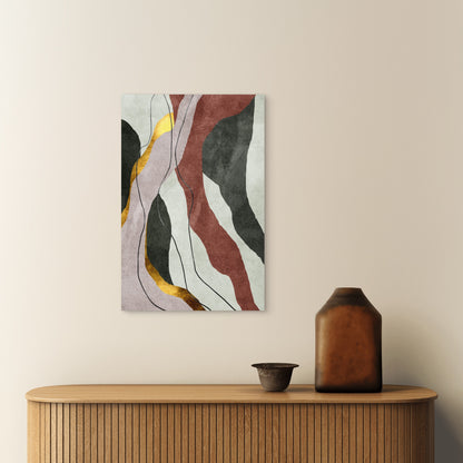 Abstract Flowing Gold Shapes Texture 60x90cm Metal Print Ready to Hang - Bella Home Decor