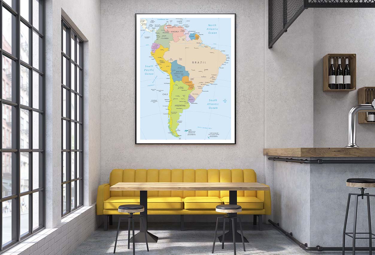 South America Highly Detailed Map Home Decor Premium Quality Poster Print Choose Your Sizes