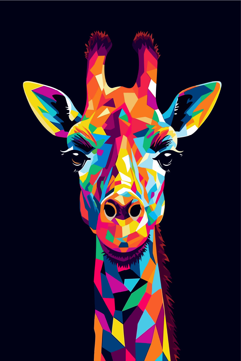 Colorful Geometric Giraffe Abstract Animal 60x90cm Metal Print Ready to Hang