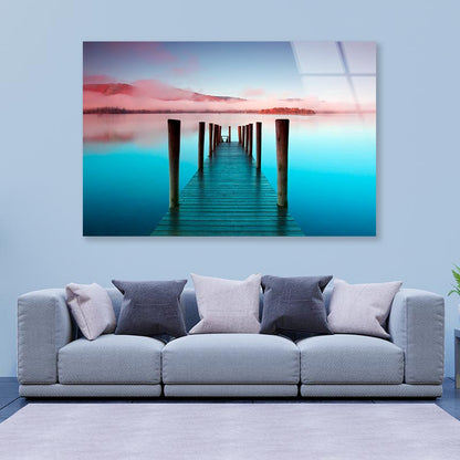 The Pier Is a Landing Stage on The Banks of Derwentwater Acrylic Glass Print Tempered Glass Wall Art 100% Made in Australia Ready to Hang - Bella Home Decor