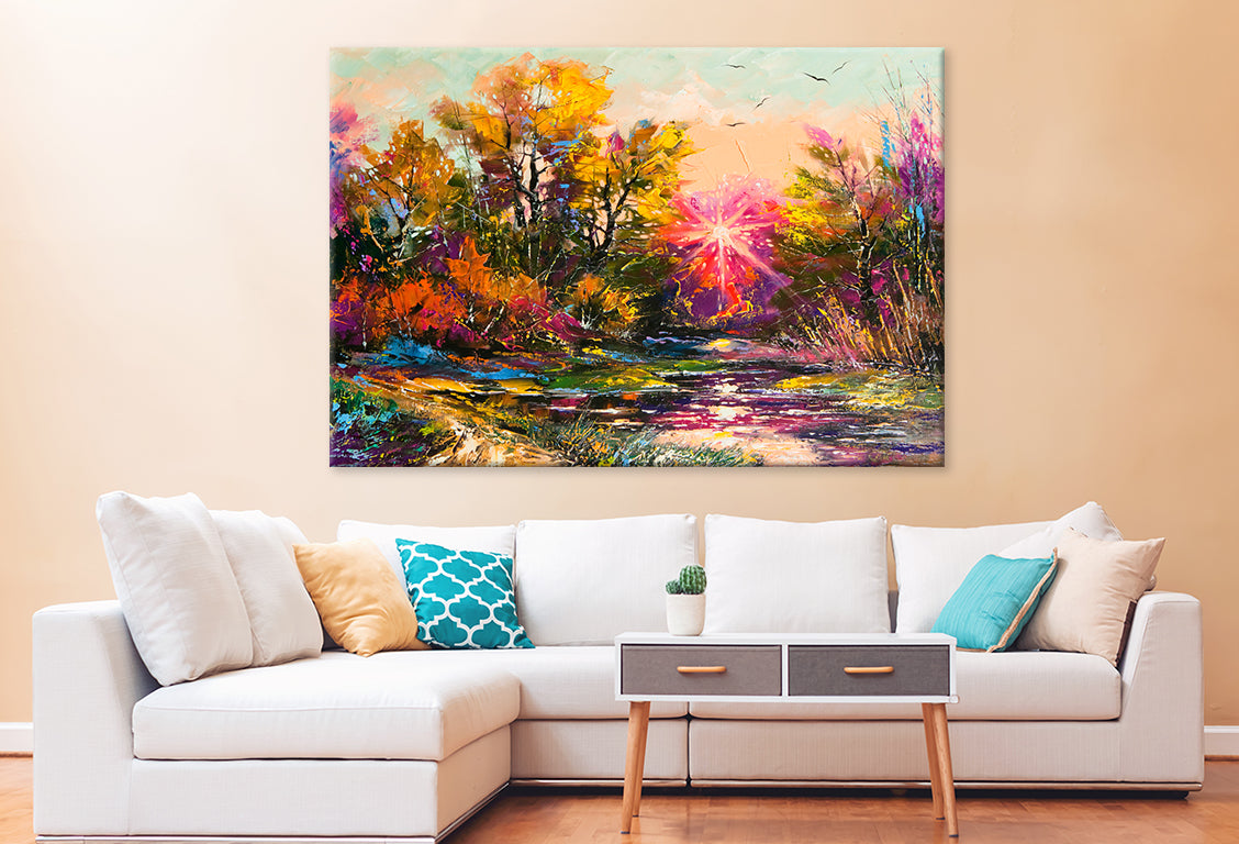 Oil Painting Autumn Decline Wall Art Decor 100% Australian Made