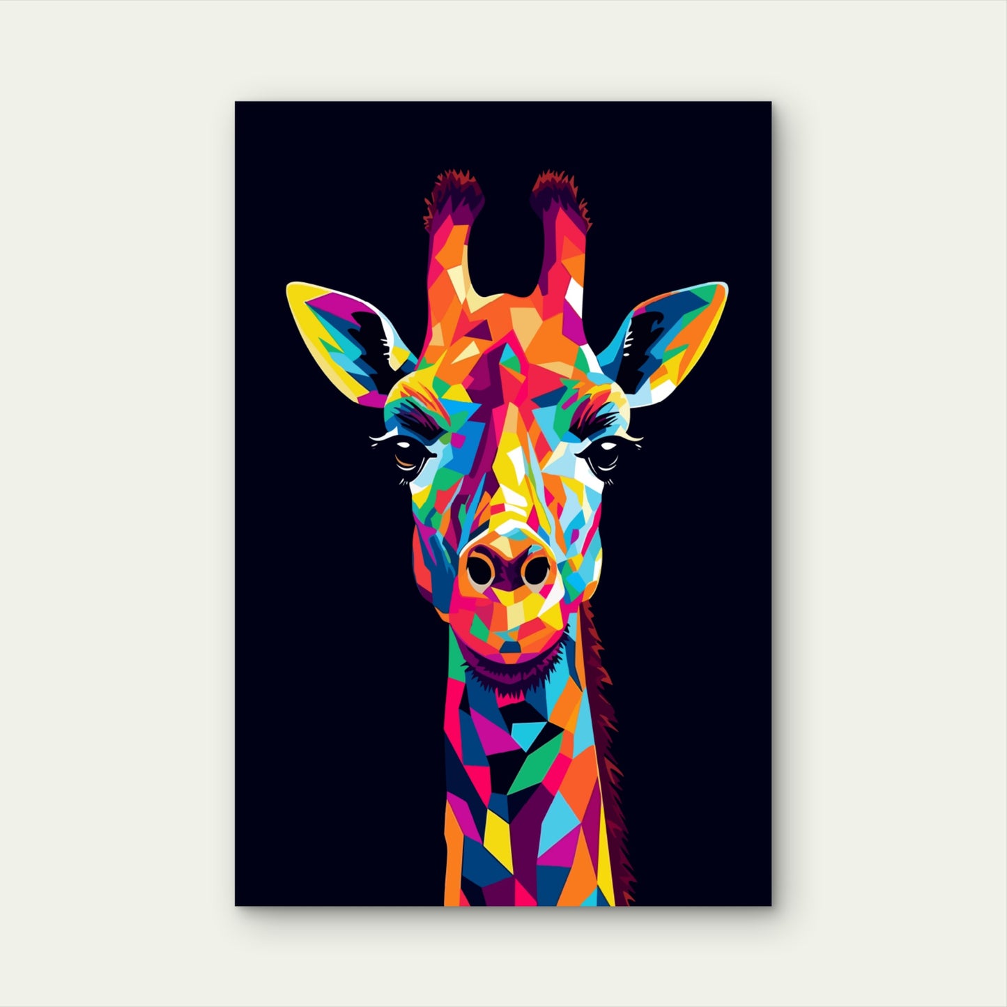 Colorful Geometric Giraffe Abstract Animal 60x90cm Metal Print Ready to Hang