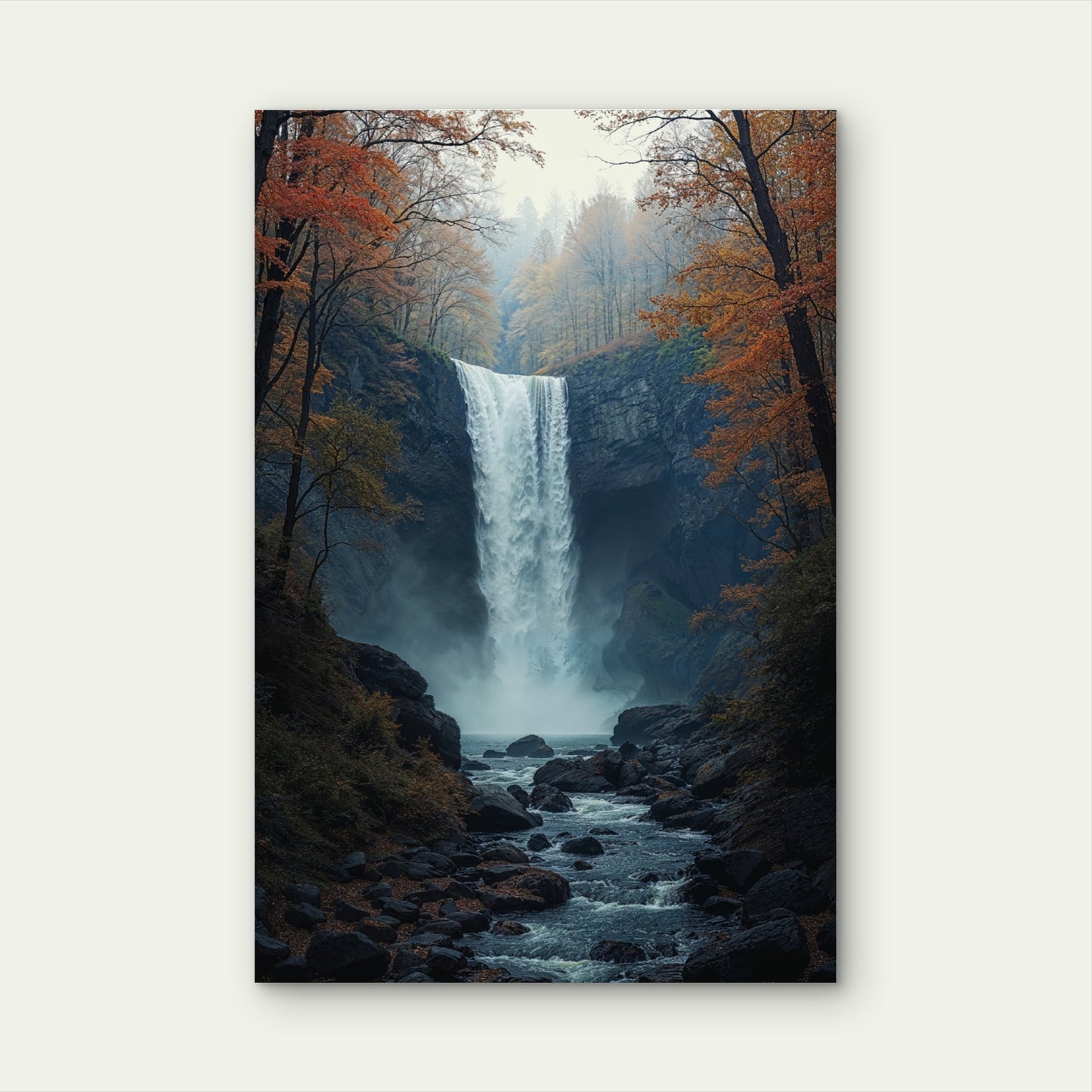 Scenic Forest Waterfall Landscape 40x60cm Metal Print Ready to Hang