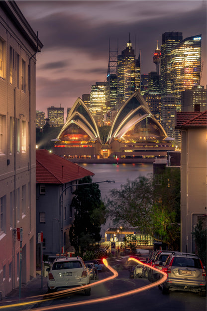 Sydney Opera House Night Cityscape View 40x60cm Metal Print Ready to Hang