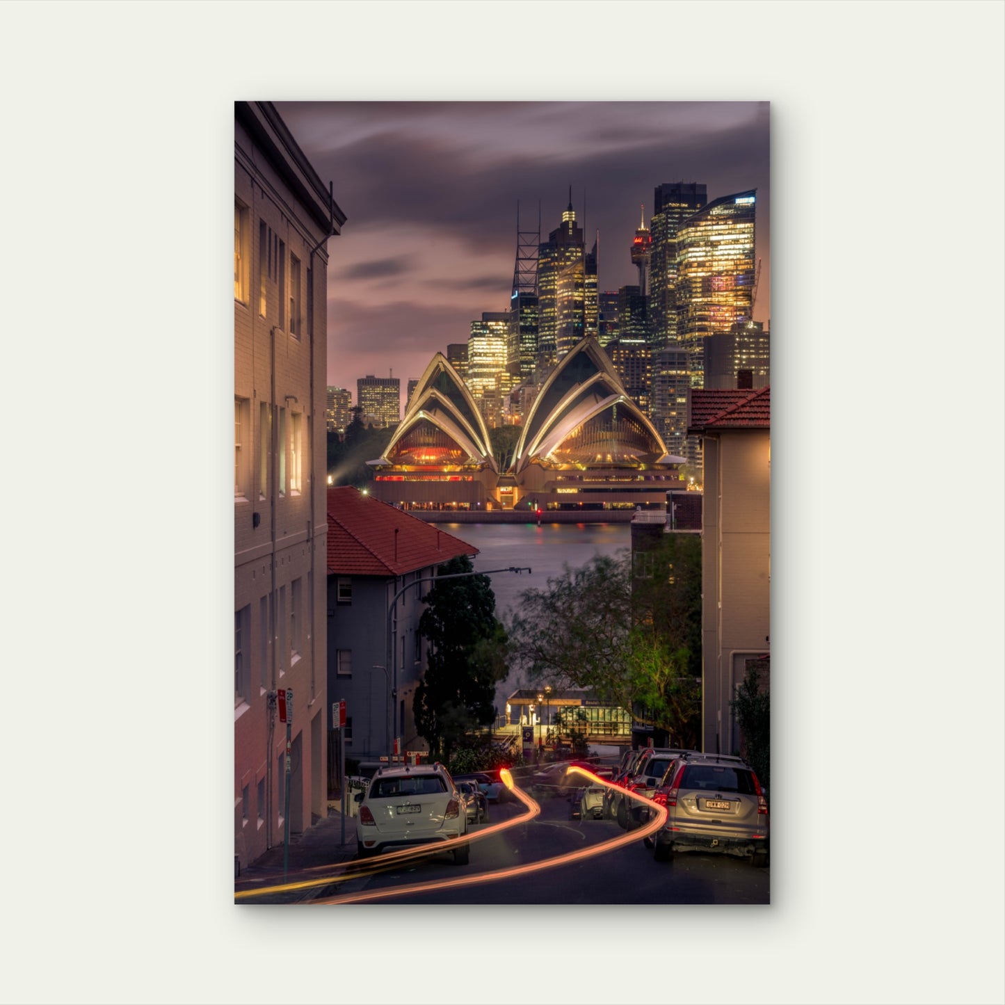 Sydney Opera House Night Cityscape View 60x90cm Metal Print Ready to Hang