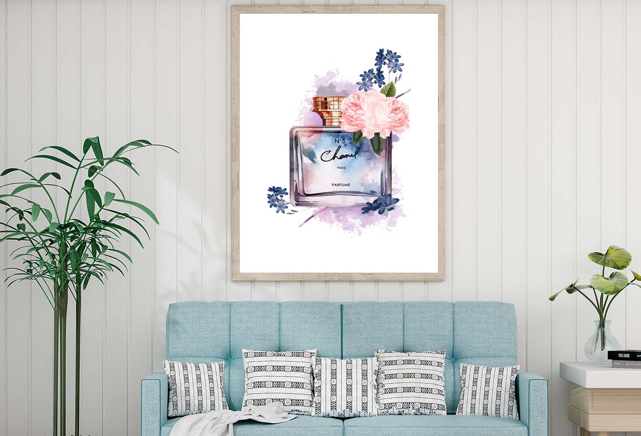 Purple Blue Perfume with Flowers Design Home Decor Premium Quality Poster Print Choose Your Sizes