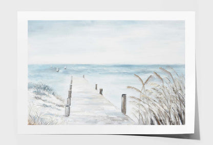 A Seaside Pier, Scenery, Painting Wall Art Limited Edition High Quality Print