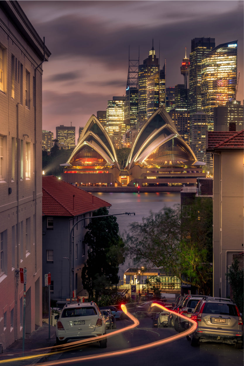 Sydney Opera House Night Cityscape View 60x90cm Metal Print Ready to Hang
