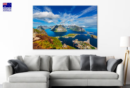 Lofoten Island Shining Cloudy Sky Norway  Wall Art Decor 100% Australian Made